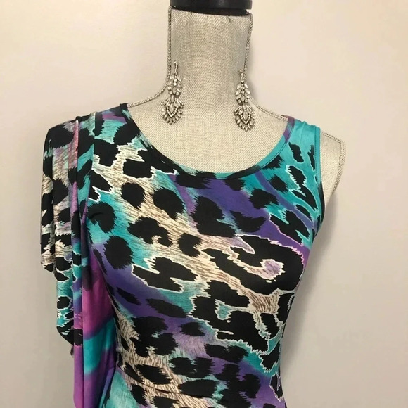 Multi coloured dress with leopard print - Picture 1 of 5